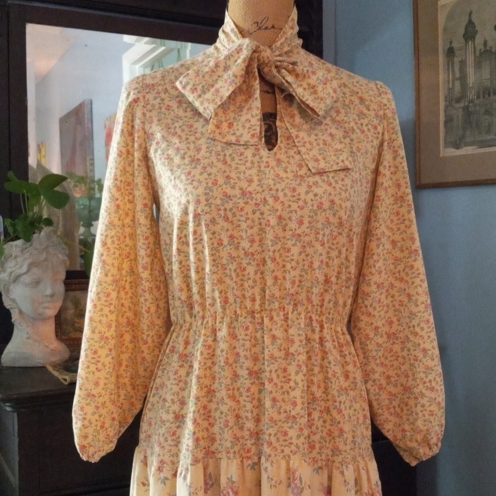Vintage 70s Carla Gay Prairie Dress Floral Cottagecore Gunne Sax Style Midi - Picture 7 of 16